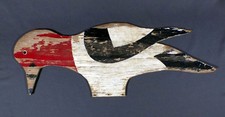 Vintage Hand Painted Woodpecker Bird Cutout Folk Art Wood Decor Rustic Double picture