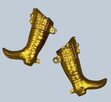Antique Victorian Riding Boots Gold Ormolu Sewing Knitting Needle Guards picture