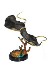 Two Manta Ray Raging Bronze Statue - Size: 17