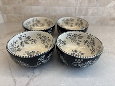 Temp-Tations Floral Lace Black 5 5/8  Presentable Ovenware Bowls Set Of 4 - NEW picture