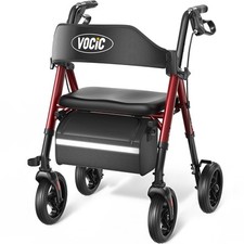 VOCIC Rollator Walker w/ Seat - 350lb Capacity, 8