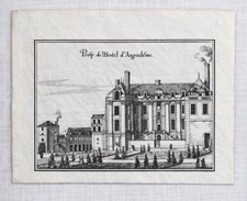 18thC French Copper Engraving 1725 Paris Hotel d Angouleme Architecture picture