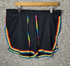 HDE NWOT Women's Black Rainbow Trim Women's Shorts Sz 2XL picture