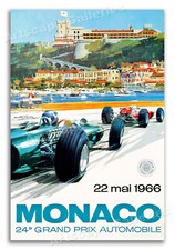 1966 “Monaco” Vintage Style Grand Prix Auto Racing Poster - 24x36 picture