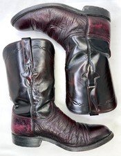 Lucchese Classics Handmade Roper Boots Black Cherry Men's 7.5 D L5240 USA picture