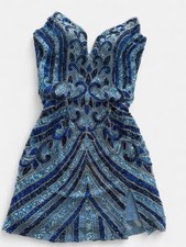 Jovani Blue Sweetheart Strapless Bodycon Beaded Sequin Short Dress 4 picture