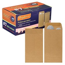 200 Pack #7 Kraft coin envelope 3.5 x 6.5 inches Kraft Envelopes Classic Smal... picture