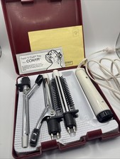 Vintage Conair Twist n Curl Combo Curling Iron Brush 3 Barrel W/ Case Works MCM picture