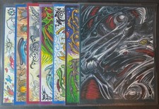 RARE 7 Sheet, Vintage Aaron Cain Traditional Tattoo Flash Set, Bio Mechanical. picture