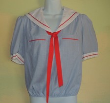 Vintage Rhapsody Sailor Collar Shirt Blouse Patriotic Nautical Summer Top picture