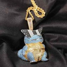 2Ct Round Cut Moissanite Cartoon Jenny Turtle Pendant 14K Yellow Gold Plated picture