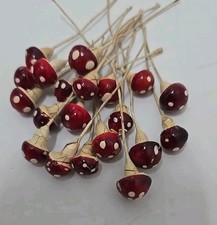 Vintage Craft Miniature RED WHITE Mushroom Craft Pieces Made in KOREA 20 PC picture