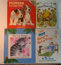 Vintage Children’s Book Lot 4 Dr Seuss Puppies Whose House My Cat 1975-1991 picture