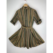 VTG 50s Silk Stripe Shirt Dress Reid & Reid by Faye Robin Side Zip UNION (Flaws picture