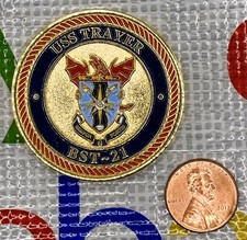 Challenge Coin - US Navy - USS Trayer - BST-21 - Battle Stations 21 - Gold - Ser picture