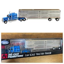 DCP 1:64 32529 Peterbilt 379 Blue Tri Axel w Wilson Silver Star Cattle Trailer picture