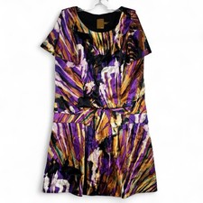Ali Ro Drop Waist Mini Dress Womens Size 4 Watercolor Silk, Lined Sleeveless picture