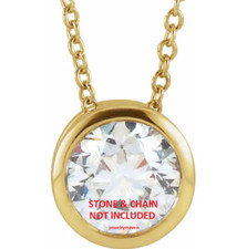 5.2mm 1/2ct Solid 18k Yellow Gold Round GALLERY Bezel SLIDE PENDANT Setting USA picture
