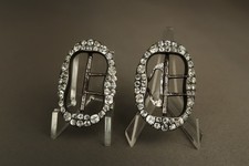 Rare Antique Pair Georgian Solid Silver Paste Diamond Shoe Buckles 18th Century picture