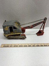 Vtg Antique Hubley Steam Shovel Excavator Wood Wheel Pressed Steel Toy  picture