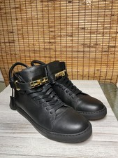 Buscemi Mens 100 MM Black Leather High Top Sneakers Gold HW Sz 44 EU 11 US $895 picture