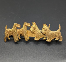 Vintage Natty Creations Terrier Dogs Double Side Scarf Clip Brooch picture