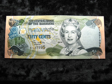 UNC old world currency note BAHAMAS 50 cents 2001 P68 