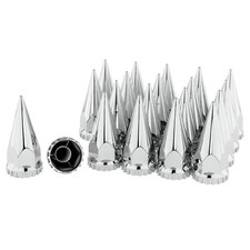 33mm Thread-on Spiked Lug Nut Covers ABS Chrome Plastic Fits Semi Truck 20PCS picture