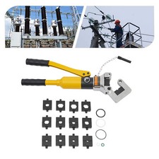 Yellow Hand Operated Hydraulic Crimping Tool Hydraulic Crimper w/ 13 Molds 20T picture