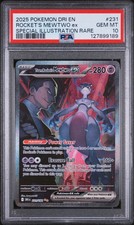 2025 Pokemon DRI Team Rocket's Mewtwo ex #231/182 Alt Art SIR – PSA 10 GEM MINT picture