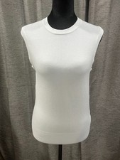 NWOT ZARA Women's White knitted sleeveless top stretch gold snap button size M picture