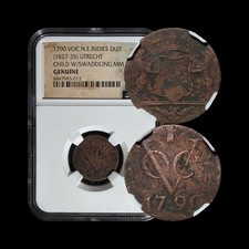DUTCH EAST INDIES. 1827, 1 Duit - NGC Cert - New York Penny Utrecht Swaddled 017 picture