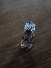 Vintage Handmade Nepalese Sterling Silver Cuff Bracelet With Amethyst And Lapis picture