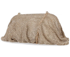 $80. I.n.c. International Concepts Pleated Rhinestone Mesh Crossbody Clutch Gold picture