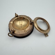 Vintage Solid Brass Porthole Ashtray Nautical Ship Marine Trinket Lid Box 4