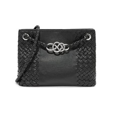 NWT Brighton Interlok Devon Black Leather Convertible Crossbody Strap picture