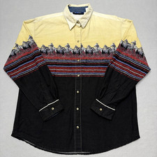 Vintage Wrangler Blues Shirt Mens Large Western Pearl Snap Long Sleeve Cotton picture