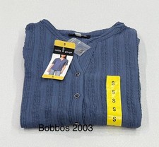 Cable & Gauge Women's Button-Front Short Ruffle Sleeve Blouse, Vintage Indigo, S picture