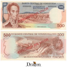Venezuela 500 BS |Simon Bolivar & Guri Dam|P-56s|1971-1972 Specimen UNC picture