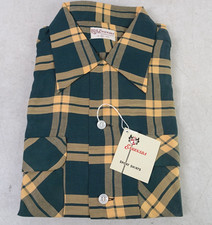 Vtg 50s ENSENADA  Green Two Tone Long Sleeve Button Up Shirt 16 L 16.5 NOS NWT picture