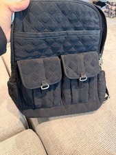 Vera Bradley Medium Quilted Backpack Black Adjustable Straps picture
