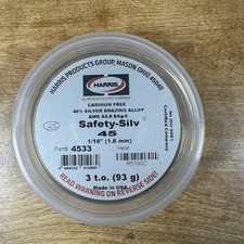 Harris Safety-Silv 45 45% Silver Solder Brazing Alloy 3 Troy Ounce picture