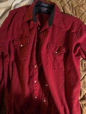 Pendleton Men's Long Sleeve Wool Flannel Shirt Vintage, Size Large, Red picture