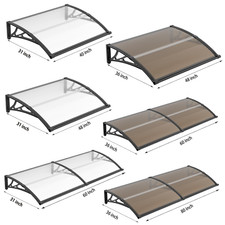 DIY Window Awning Front Door Eaves Canopy Polycarbonate Roof Cover w/ Large Sink picture