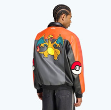 adidas Originals Men’s L Bomber Jacket Zip Colorblock Pokemon Charizard picture