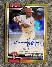 2026 Topps Chrome Jimmy Rollins Gold Refractor Legends Autograph /50 Phillies  picture