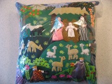 Serrv International Arpillera Peruvian 3D Accent Pillow w/Nativity Scene 12