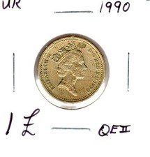 UK England Great Britain Coin 1 Pound 1990 as pictured picture