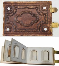 1860s antique EMPTY CDV PHOTOGRAPH ALBUM blind tooled LEATHER brass clasps picture