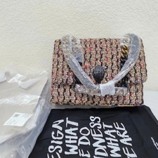 Kurt Geiger London Kensington Large Gold Tweed Chain Strap Bag Magnetic Dust picture